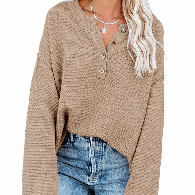 🔥Limited Time 50% OFF🔥Henley Waffle Knit Sweater