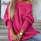 Suéter de cuello redondo de punto liso para mujer 🔥50 % de descuento por tiempo limitado🔥