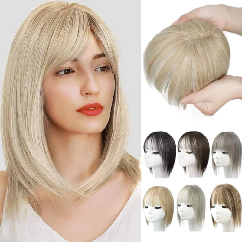 💥Limited Time Big Sale 50% OFF💥 Natural Hair Toppers with Bangs for Women（100% Natural Real Hair）