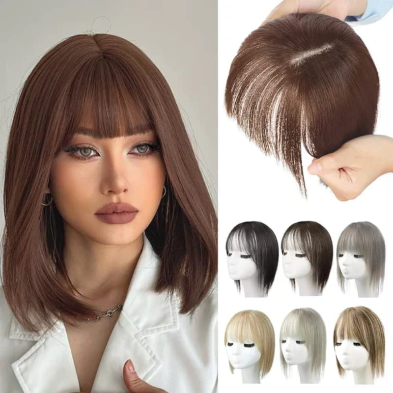 💥Limited Time Big Sale 50% OFF💥 Natural Hair Toppers with Bangs for Women（100% Natural Real Hair）