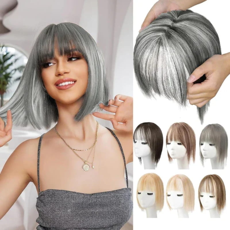 💥Limited Time Big Sale 50% OFF💥 Natural Hair Toppers with Bangs for Women（100% Natural Real Hair）