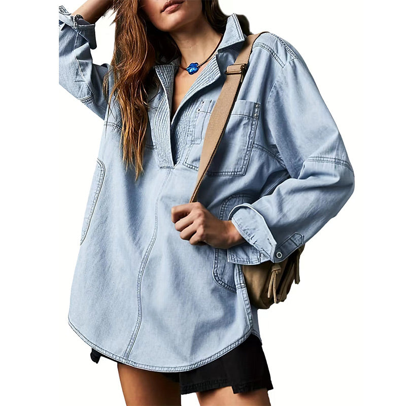 🔥Autumn Sale 50% OFF🔥Women's Oversized Denim Pullover