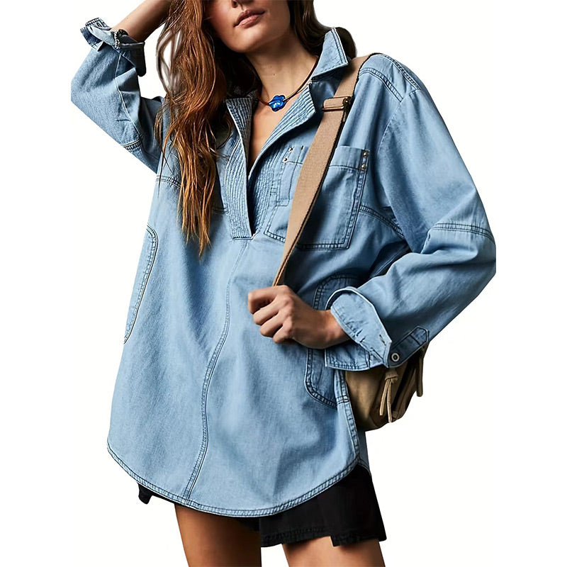 🔥Autumn Sale 50% OFF🔥Women's Oversized Denim Pullover