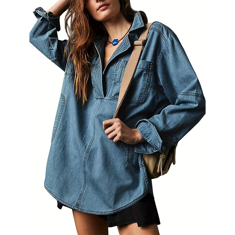 🔥Autumn Sale 50% OFF🔥Women's Oversized Denim Pullover