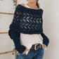 Poncho tipo chal de punto con aberturas para mujer