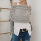 Poncho tipo chal de punto con aberturas para mujer