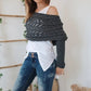 Poncho tipo chal de punto con aberturas para mujer