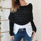 Poncho tipo chal de punto con aberturas para mujer