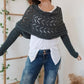 Poncho tipo chal de punto con aberturas para mujer