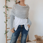 Poncho tipo chal de punto con aberturas para mujer