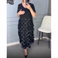 🌷Venta caliente 50% de descuento🌷Vestido negro elegante con escote en V para mujer con prendas exteriores irregulares, conjunto de 2 piezas 