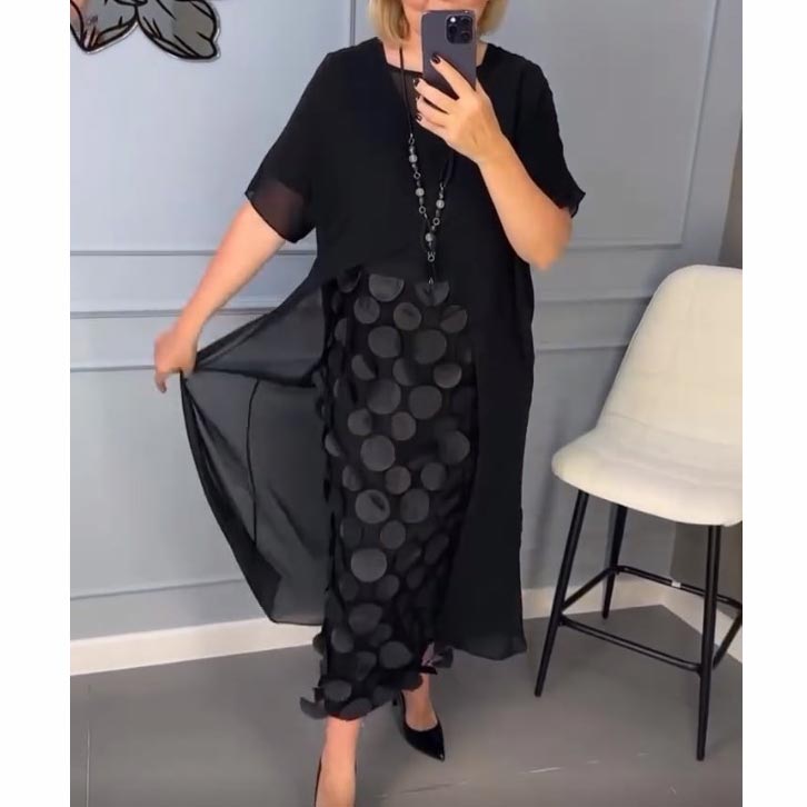 🌷Hot sale 50% off🌷Women’s Elegant V-neck Black Dress with Irregular Outwear 2-piece Set