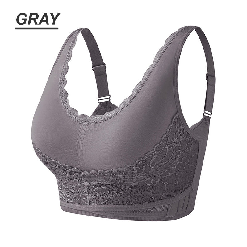 Plus Size 3D Lace Side Clasp Push-up Bra