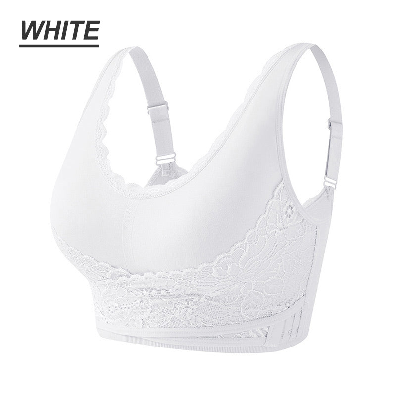 Plus Size 3D Lace Side Clasp Push-up Bra