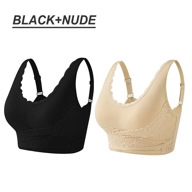 Plus Size 3D Lace Side Clasp Push-up Bra