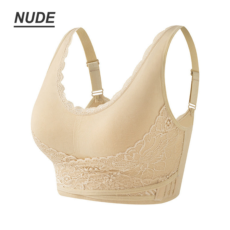 Plus Size 3D Lace Side Clasp Push-up Bra