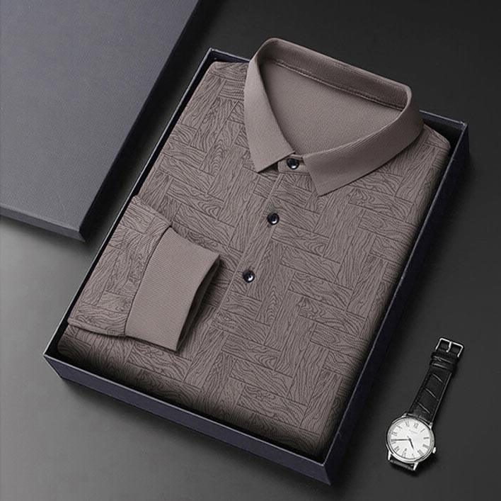 🔥Limited time 50% off🔥Men’s Elegant Casual 3-button Lapel Collar Long-sleeve T-shirt