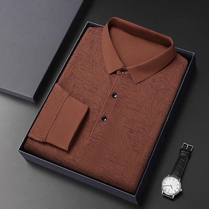 🔥Limited time 50% off🔥Men’s Elegant Casual 3-button Lapel Collar Long-sleeve T-shirt