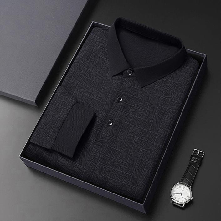 🔥Limited time 50% off🔥Men’s Elegant Casual 3-button Lapel Collar Long-sleeve T-shirt