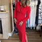 🔥Limited Time 50% OFF🔥Women's Sexy Red Long Sleeve Lapel Dress