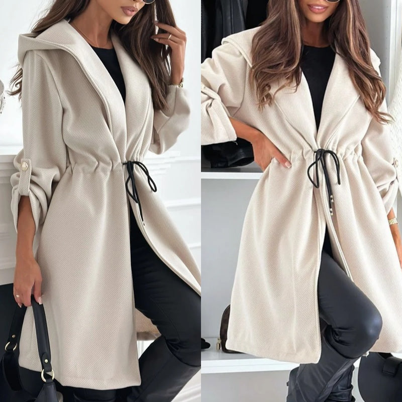 🔥Limited Time 50% OFF🔥Women’s Trendy Tie Waist Hooded Long Coat