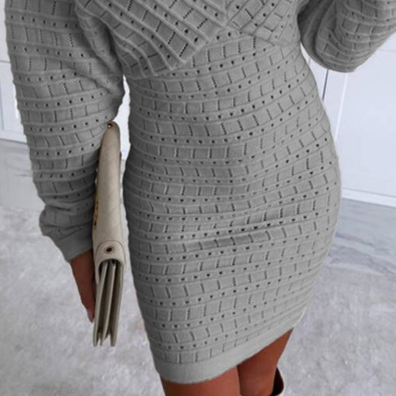 💕Women's V-Neck Long Sleeves Knitted Dress