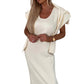 Conjunto de vestido midi y suéter de cuello alto