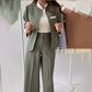 Conjunto de 2 piezas para mujer: chaqueta elegante con cuello alto y pantalones