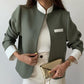 Conjunto de 2 piezas para mujer: chaqueta elegante con cuello alto y pantalones