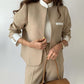 Conjunto de 2 piezas para mujer: chaqueta elegante con cuello alto y pantalones