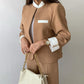 Conjunto de 2 piezas para mujer: chaqueta elegante con cuello alto y pantalones