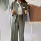 Conjunto de 2 piezas para mujer: chaqueta elegante con cuello alto y pantalones