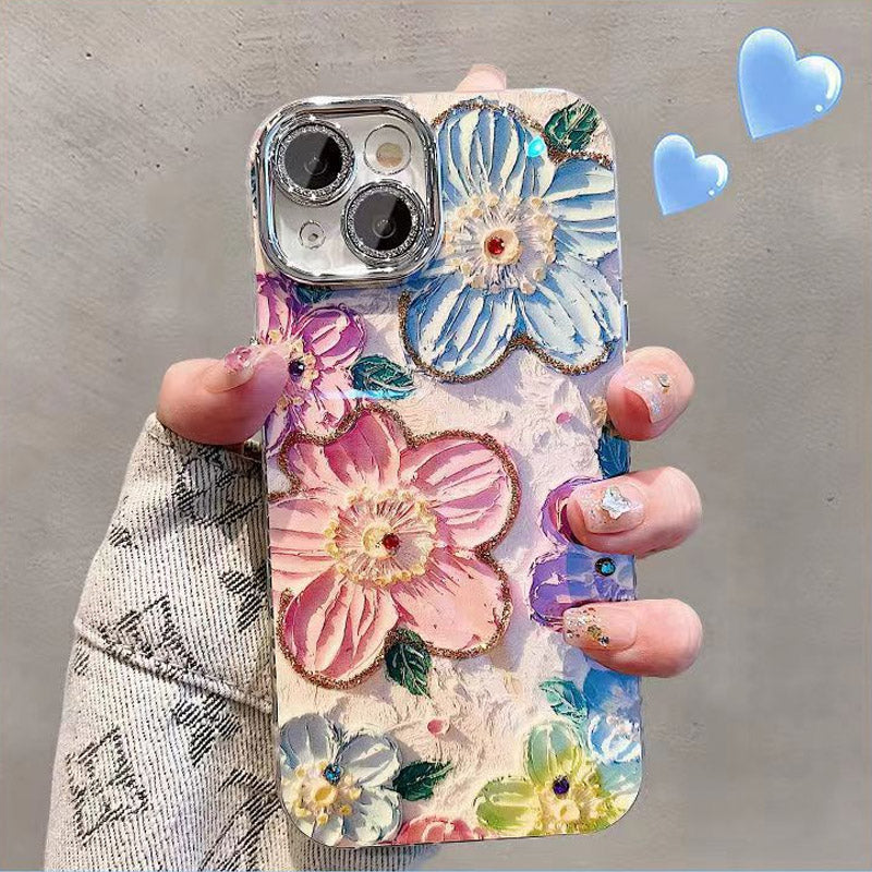 🔥50 % DE DESCUENTO POR TIEMPO LIMITADO🔥Bonito juego de fundas para teléfono con flores pintadas al óleo para la serie iPhone