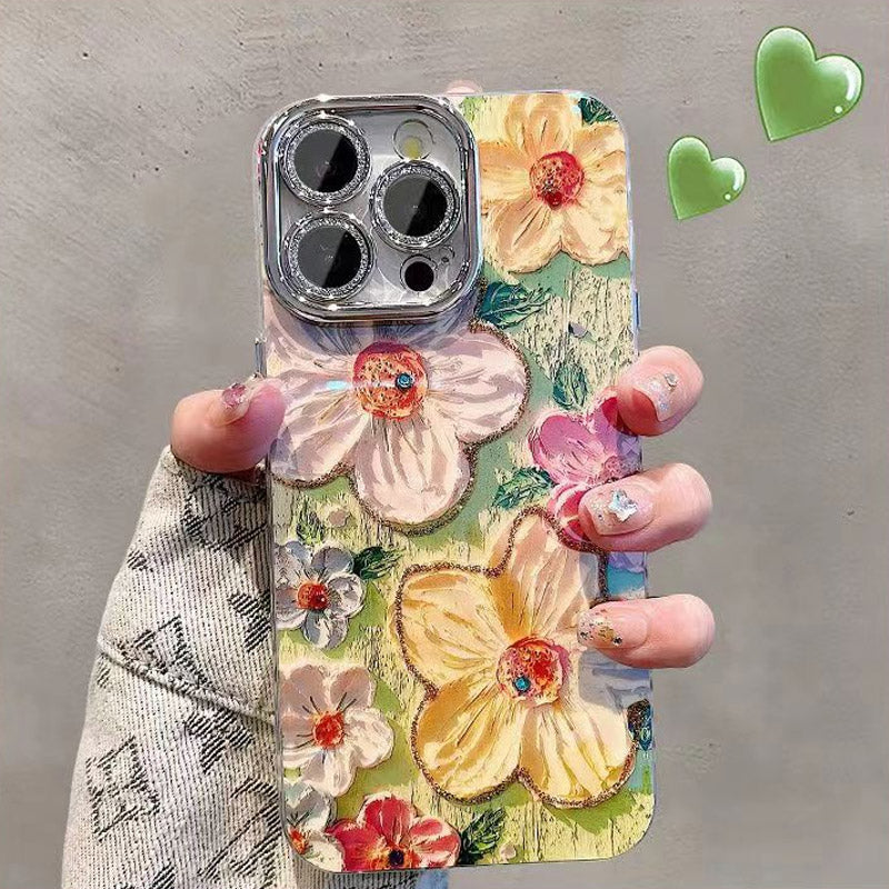 🔥50 % DE DESCUENTO POR TIEMPO LIMITADO🔥Bonito juego de fundas para teléfono con flores pintadas al óleo para la serie iPhone