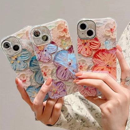 🔥50 % DE DESCUENTO POR TIEMPO LIMITADO🔥Bonito juego de fundas para teléfono con flores pintadas al óleo para la serie iPhone