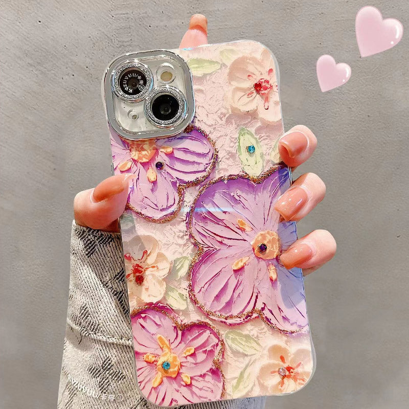 🔥50 % DE DESCUENTO POR TIEMPO LIMITADO🔥Bonito juego de fundas para teléfono con flores pintadas al óleo para la serie iPhone