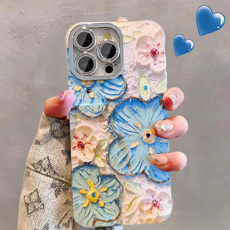 🔥50 % DE DESCUENTO POR TIEMPO LIMITADO🔥Bonito juego de fundas para teléfono con flores pintadas al óleo para la serie iPhone