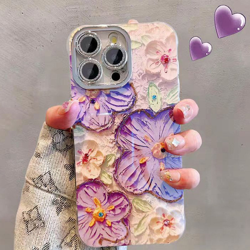 🔥50 % DE DESCUENTO POR TIEMPO LIMITADO🔥Bonito juego de fundas para teléfono con flores pintadas al óleo para la serie iPhone