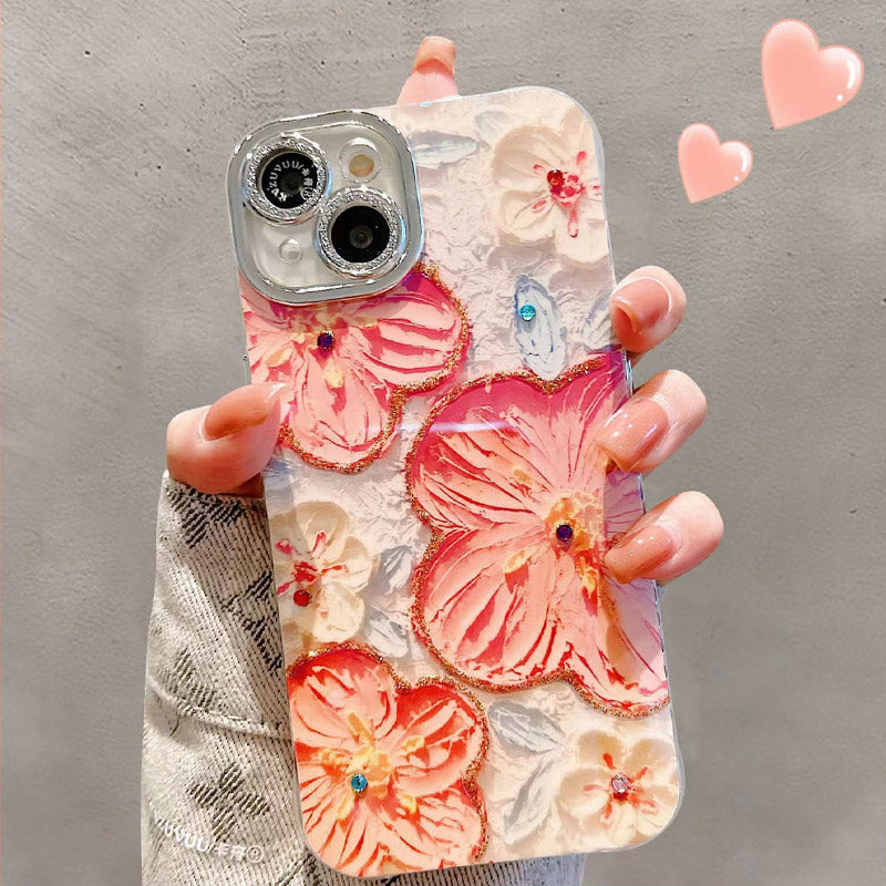 🔥50 % DE DESCUENTO POR TIEMPO LIMITADO🔥Bonito juego de fundas para teléfono con flores pintadas al óleo para la serie iPhone