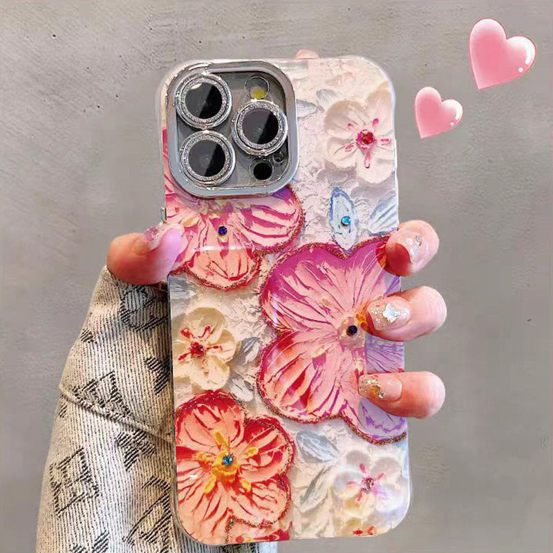 🔥50 % DE DESCUENTO POR TIEMPO LIMITADO🔥Bonito juego de fundas para teléfono con flores pintadas al óleo para la serie iPhone