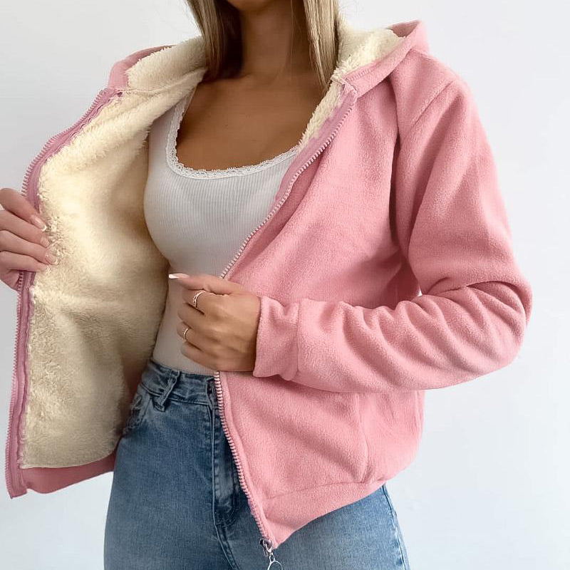 Sudaderas con capucha y cremallera forradas para mujer