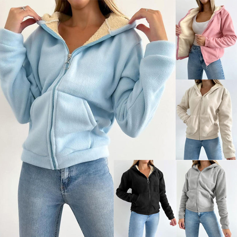 Sudaderas con capucha y cremallera forradas para mujer