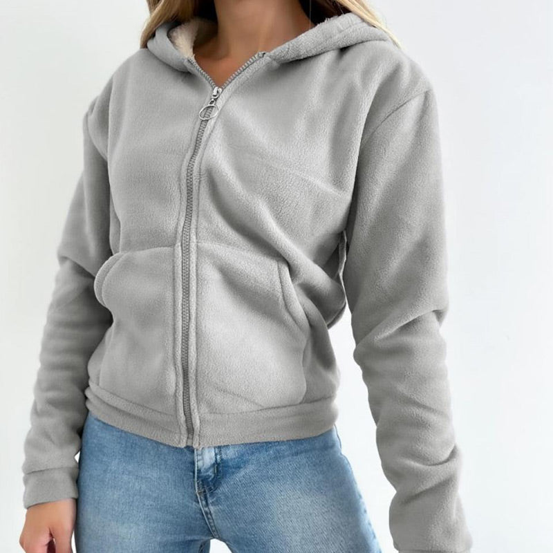 Sudaderas con capucha y cremallera forradas para mujer