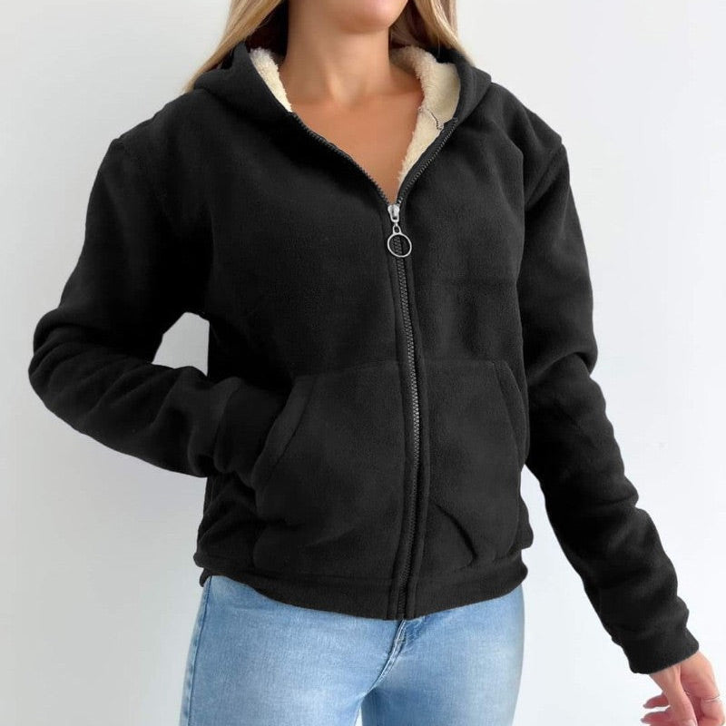 Sudaderas con capucha y cremallera forradas para mujer