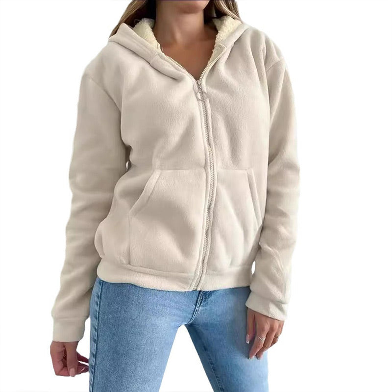 Sudaderas con capucha y cremallera forradas para mujer