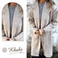 Abrigo de tweed con solapa y manga larga para mujer