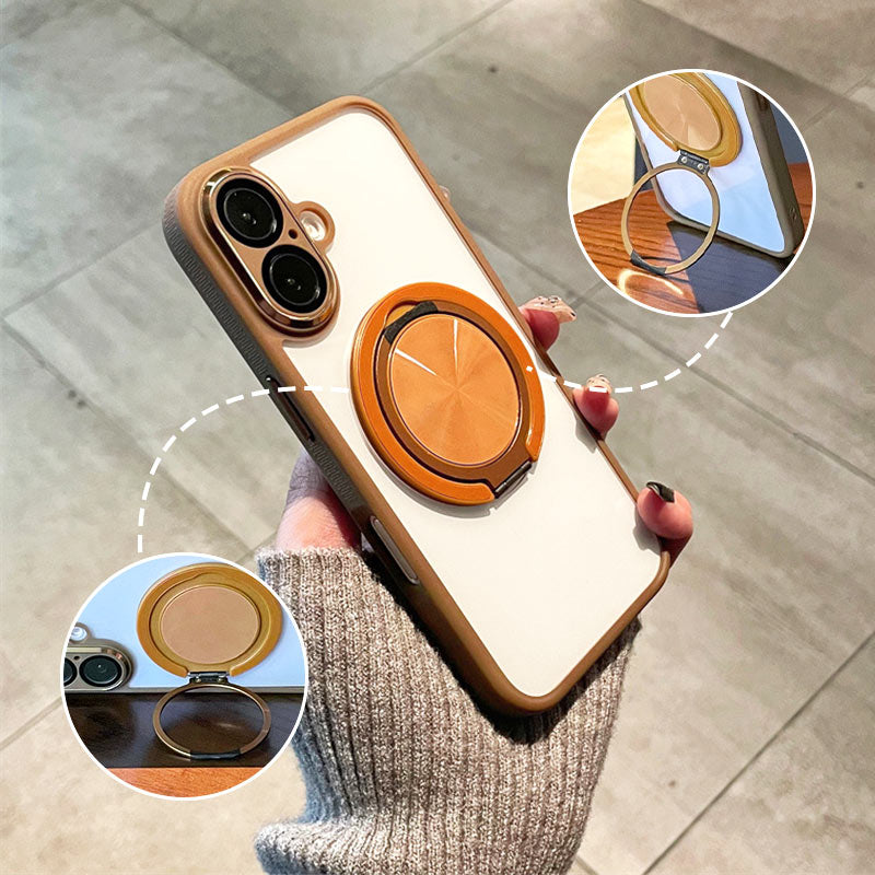 📱Transparent Magnetic Phone Case with Rotating Stand for iPhone 16-13 Series