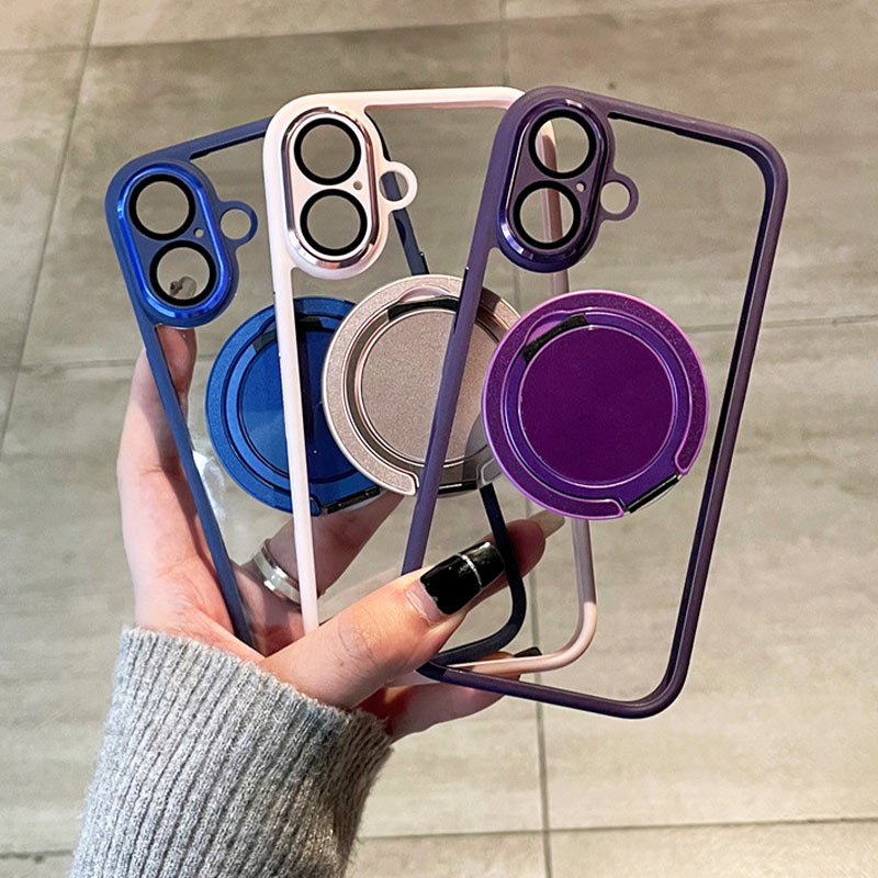 📱Transparent Magnetic Phone Case with Rotating Stand for iPhone 16-13 Series