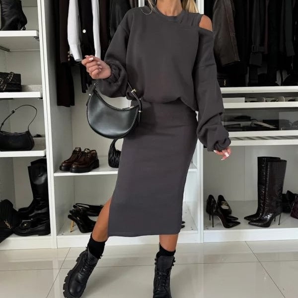 🔥🖤Early Black Friday Sale:50% OFF🎁🎉  Women's Sweatshirt & Sleeveless Dress 2-Piece Set