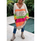 🔥🖤Early Black Friday Sale:50% OFF🔥Color Block V-Neck Letter Print Sweater Dress